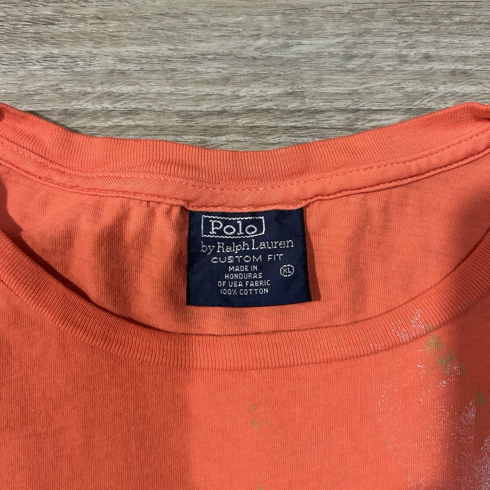 Vintage Polo Ralph Lauren Orange Costal Painted Graphic TShirt Men's Size XL 90s - Picture 3 of 7